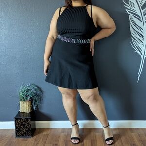 Michael Kors Black Silver Band Skirt